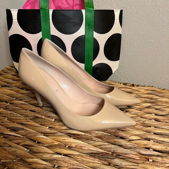 KATE SPADE ♠️ Vivian Nude Patent Leather Heels Size 10.5 - Picture 2 of 9